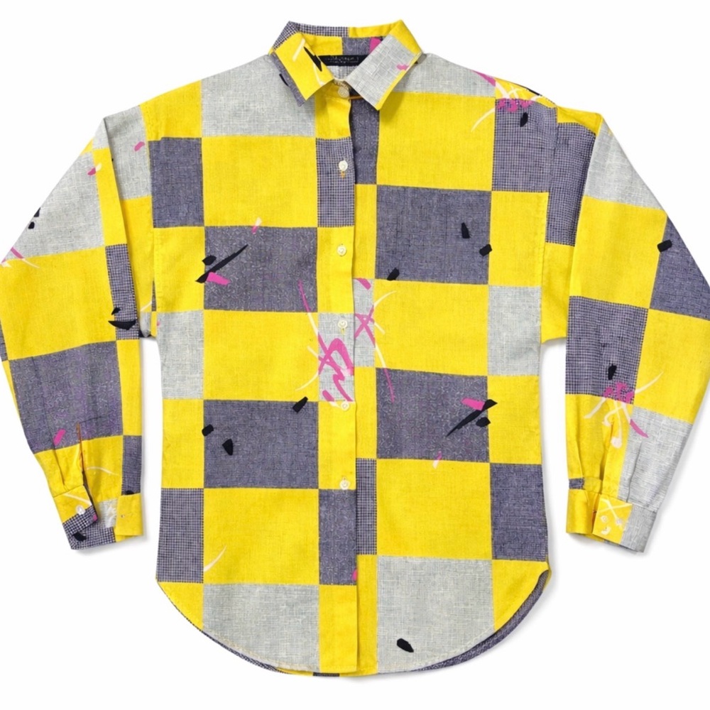 Vintage Women's postmodern geometric women’s button down size small 80s 90s